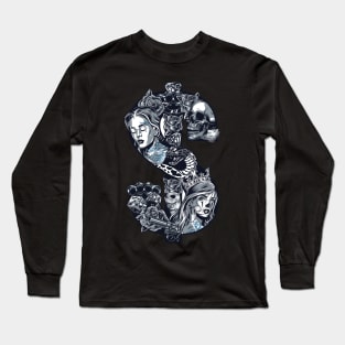 Dollar Skull Tattoo Long Sleeve T-Shirt